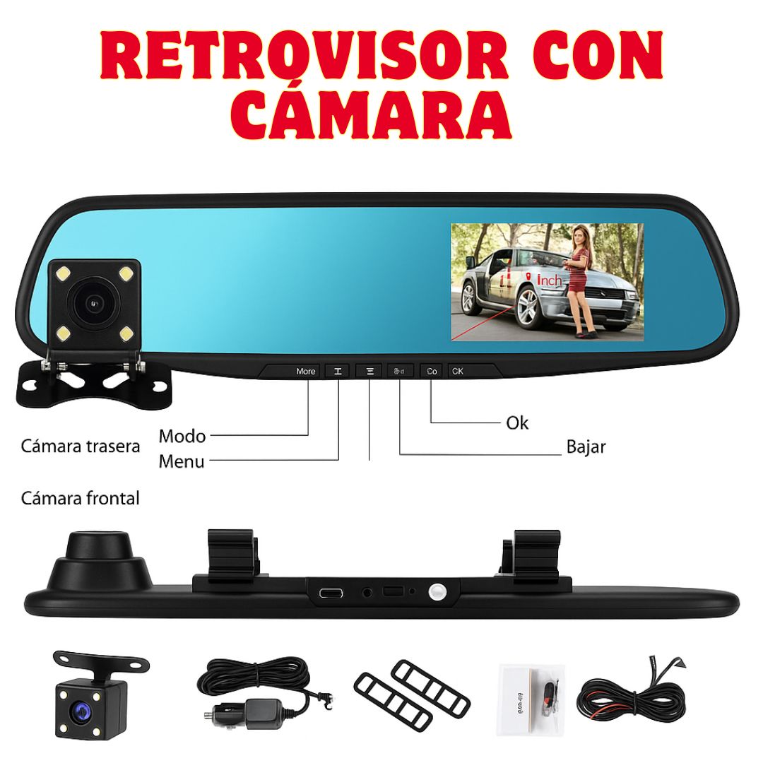 Espejo Retrovisor con Cámara Full HD delantera y trasera